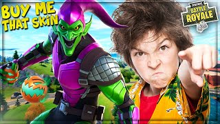 ANGRY NOOB BEGS FOR NEW “GREEN GOBLIN” SKIN ON FORTNITE ProPepper Fortnite Trolling [upl. by Bertero]