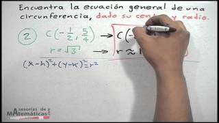 Ecuación general de la circunferencia dado su centro y radio [upl. by Phiona]