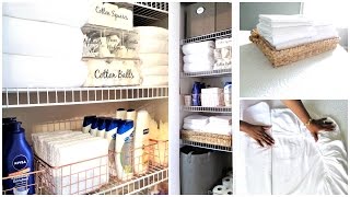 NEW How To Organize A Small Linen Closet  Organization Tips amp Tour [upl. by Ardnasak]