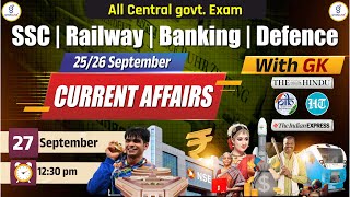 Current Affairs 2526 SEP  SSC  Railway  Banking  Defence  LIVE1230pm gyanlive current [upl. by Narf879]