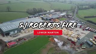 Drone video of SJ Roberts Lowfield Timber Frames fire aftermath [upl. by Nerty]