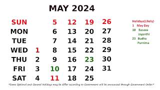 May Calendar 2024 [upl. by Alwitt268]