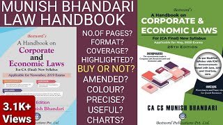 Corporate Law by CA CS Munish Bhandari Book ReviewApplicable for Nov 22 ExaminationCA Inter G1 [upl. by Nofets]