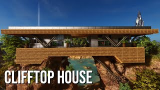 Ark Survival Ascended Modern Clifftop House Base Design [upl. by Anitap]