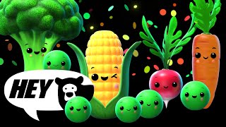 Hey Bear Sensory  Funky Veggies Dance Party  Fun Video with Music New Video [upl. by Hanser]