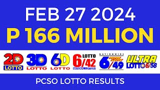 Lotto Result February 27 2024 9pm PCSO [upl. by Iteerp341]