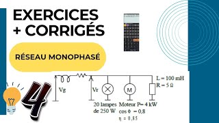 TD1Exercice 4  corrigé Comment calculer le courant de ligne dans une installation monophasé [upl. by Ititrefen]