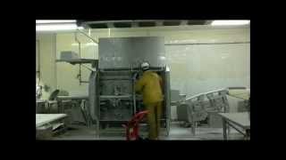 Cleaning and sanitizing of an industrial meat processing machine [upl. by Yedsnil]