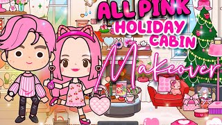 Miga World PINK 🌸🏡HOLIDAY CABIN MAKEOVERNEW UPDATEMiga town tocaboca [upl. by Dnalevelc]