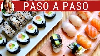 Cómo hacer SUSHI CASERO paso a paso varios tipos incluye cómo hacer arroz para sushi [upl. by Dennet]