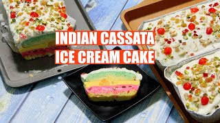 Short Cut Indian Cassata Ice Cream Cake Video Recipe  Bhavnas Kitchen [upl. by Niwled]