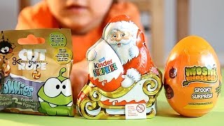 Kinder Surprise Santa Edition plus Moshi Monsters amp Cut the Rope Blind Bag [upl. by Enelrahc]