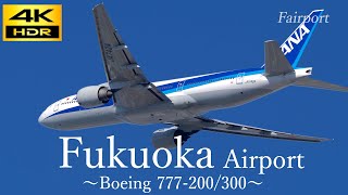 4K 飛行機 動画 Plane Spotting at Fukuoka Airport in Japan 福岡空港 Boeing 777200300 [upl. by Divd]