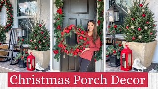 CHRISTMAS 2022 DECORATE WITH ME Part 4  Christmas Porch Christmas Entryway  Christmas DIY Wreath [upl. by Rotceh50]