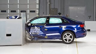 2015 Audi A3 driverside small overlap IIHS crash test [upl. by Rosati]