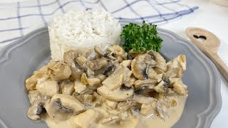 Rezept Hähnchen in Champignon Rahmsauce mit Reis  Mega lecker [upl. by Edrea]