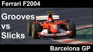 Assetto Corsa Ferrari F2004  Grooves vs Slicks  Barcelona GP [upl. by Akiram]