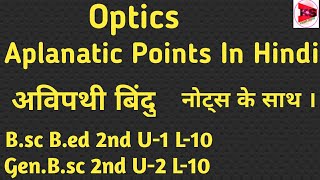 Aplanatic points in hindi  aplanatic points in optics  optics bsc 2nd year optics bsc bed 2 [upl. by Rolyab]