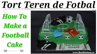 Tort Teren de Fotbal  How To Make a Football Cake cakedecorating football [upl. by Natika]