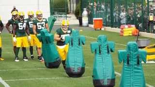 Green Bay Packer Clay Mathews hits dummies at Practice [upl. by Chloras994]