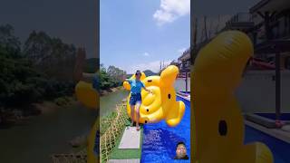 Cute yellow duck swimming 🥰🥰😊 holiday waterpark travel [upl. by Yraunaj]