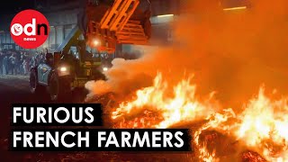 French Farmers Protest Fires Roadblocks Subsidy Clash [upl. by Meeker798]