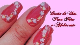 Diseño de Uñas Para Niña o Adolescentes  Fotos de Uñas Decoradas paso a paso  31 [upl. by Nonac231]