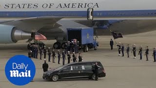 George HW Bushs casket heads to Texas for burial [upl. by Cristionna890]