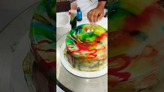 Mirror Glaze Color Effect cake bakeing cakedecorating mirrorglaze mirrorcake love [upl. by Iiette]