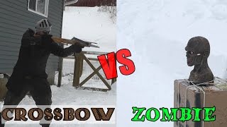 45 lb Scythian bow and medieval crossbow vs zombie head [upl. by Wheaton646]