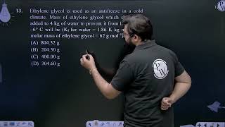 Ethylene glycol is used as an antifreeze in a cold climate Mass of ethylene glycol which should [upl. by Nauaj559]