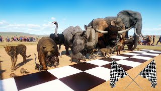 Smallest Animals VS Biggest Animals Race in Planet Zoo included Elephant Rhino Tapir amp Racoon [upl. by Akirea974]