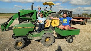 Playing with kids tractors and real tractors in hay and mud compilation  Tractors for kids [upl. by Atiuqcaj]