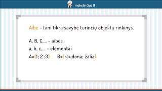 Aibės skaičių aibės sąvoka  Mokslinčiuslt  Tavo mokytojas telefone [upl. by Uke]