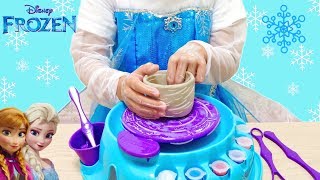 エルサ 陶芸セット コップ作り ディズニー  Frozen Elsa Pottery Wheel Toys  DIY [upl. by Roi]