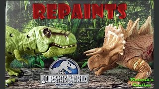 Jurassic World Tyrannosaurus amp Stegoceratops Repaints Comparison amp Review [upl. by Hocker]