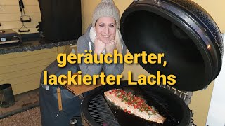 Lachs grillen im Kugelgrill mit GingerbeerTabascoLack [upl. by Aliuqat]