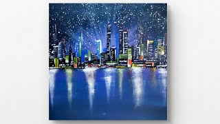 Beautiful Cityscape Acrylic Painting [upl. by Berta]