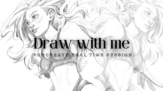 Draw with me original character design  sketching real time in procreate iPad [upl. by Hanford]