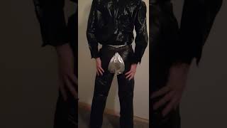 Custom made shiny nylon pants with full zipper [upl. by Alleinad335]