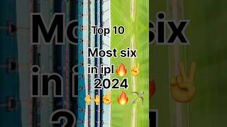 Top 10 most six in ipl🔥2024 shortvideo subscribe six cricket [upl. by Ahrat]