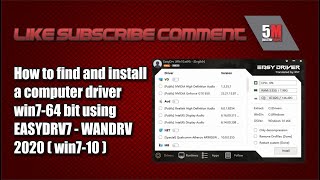 How to find and install a computer driver Win764 bit using Easydrv7 WanDrv 2020 win710 [upl. by Nivar503]