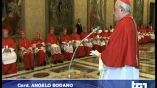 CARDINALE SODANO SI RIVOLGE AL PAPA SUBITO DOPO ANNUNCIO DIMISSIONI [upl. by Hpeseoj]