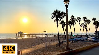 Hermosa Beach California Walking Tour to Manhattan Beach Pier Aquarium 4K 60FPS [upl. by Yauqram]