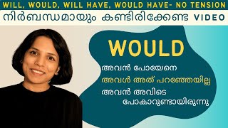 WOULD ഇത്രയും സിമ്പിൾ ആണോ WOULD WILLWOULD HAVE WILL HAVE SPOKEN ENGLISH MALAYALAM CLASS [upl. by Lleryt]