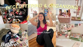 DECLUTTERING and ORGANIZING my MESSY room✨ new decor deep clean satisfying [upl. by Isaak400]