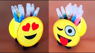 Emoji Masaüstü Kalemlik Nasıl Yapılır   How to Make Emoji Pen Stand  Diy Pen Holder [upl. by Nyrb]