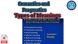 Types of meaning  7 types of meaning in Semantics [upl. by Goldberg119]