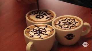 Latte Art tutorial 3 topping patterns [upl. by Atoked]