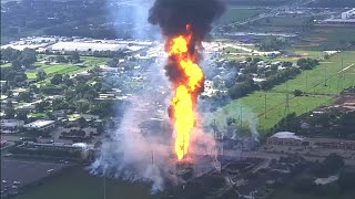 LIVE Texas pipeline explosion near Houston erupts in a towering flame forcing evacuations [upl. by Young]